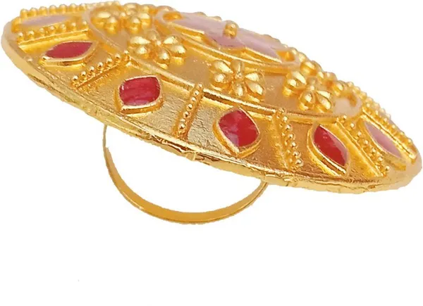 Assamese_Traditional_Copper_Gold_Plated_Red_Colour_Finger-Ring_For_Girls_&_Women